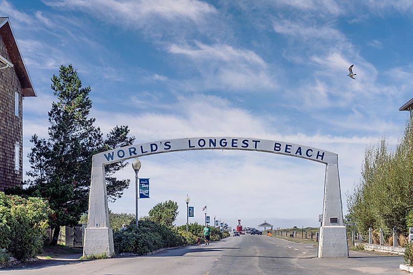 The iconic arch at the entrance to the famous beach in Long Beach, Washington.