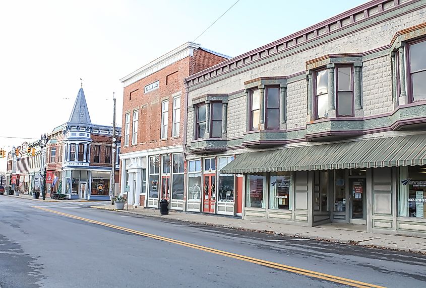 Downtown street in Georgetown, Ohio.