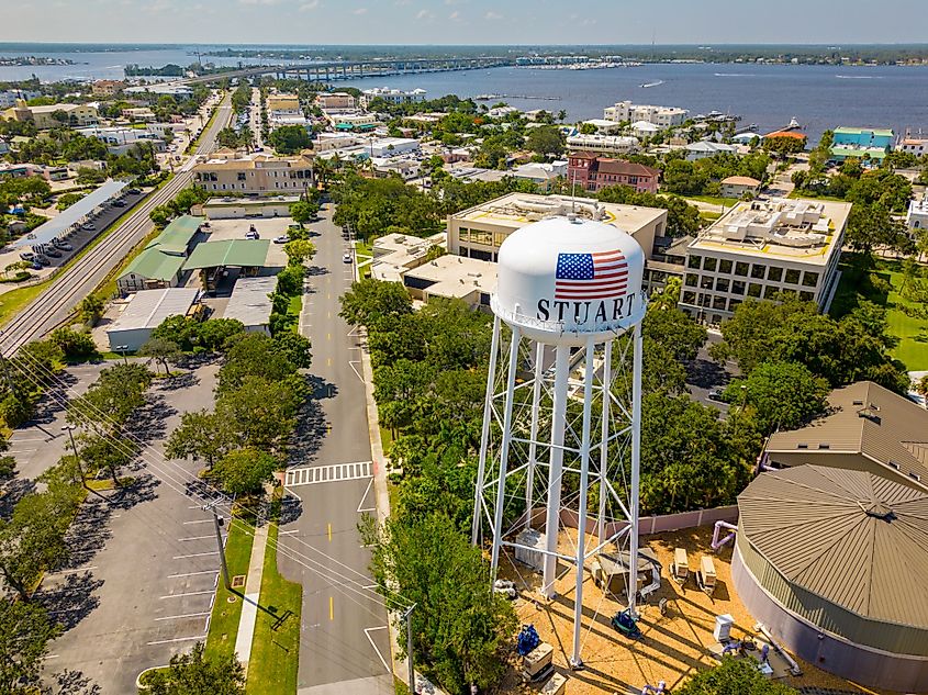 Aerial view of the town of Stuart, Florida.