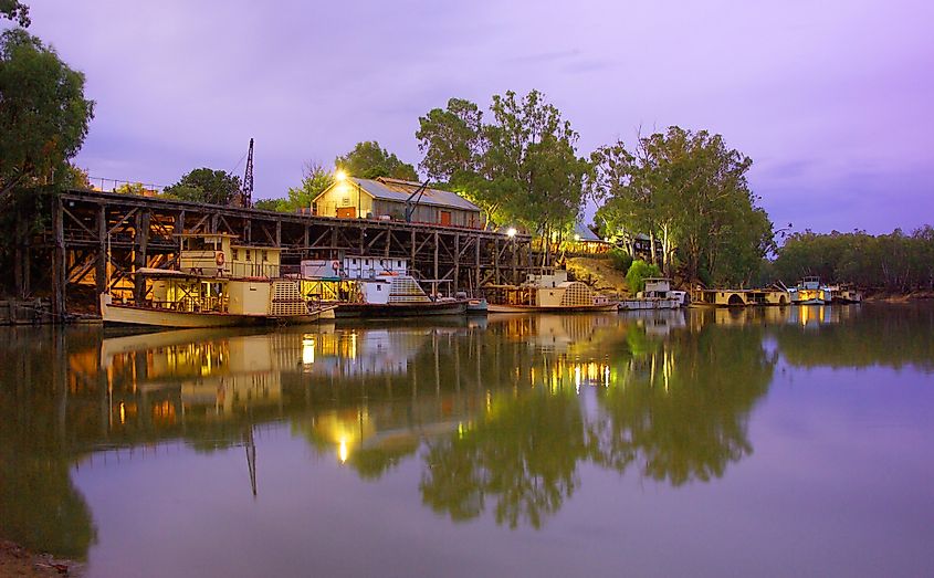 Echuca port, located in the banks of the Murray river in Victoria the town.