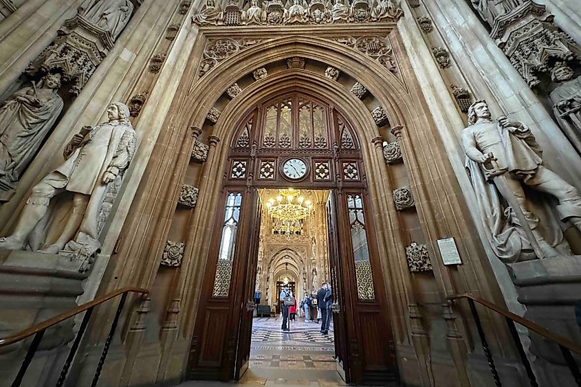 Looking into the Central Lobby at Londons Houses of Parliament Image credit Bryan Dearsley