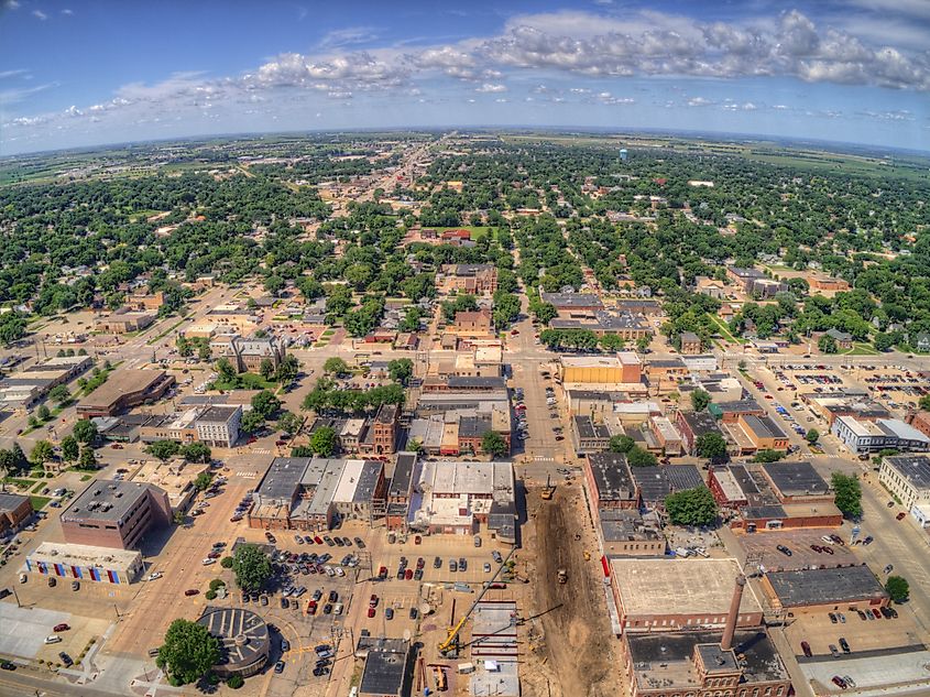 Yankton, South Dakota, from high above.