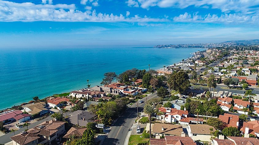 Aerial view of Capistrano Beach in California.