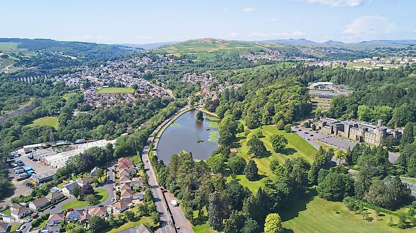 Aerial view of Merthyr Tydfil, Wales, UK