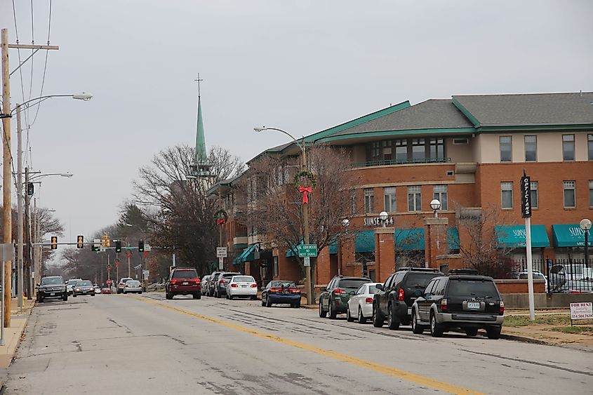 View of downtown Kirkwood in Missouri.