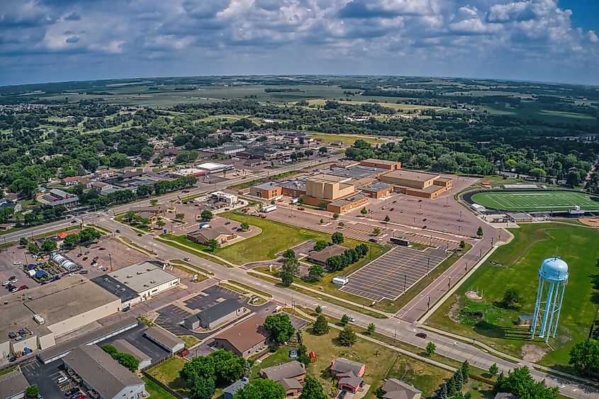 Aerial view of the suburb of Brandon, South Dakota, near Sioux Falls.