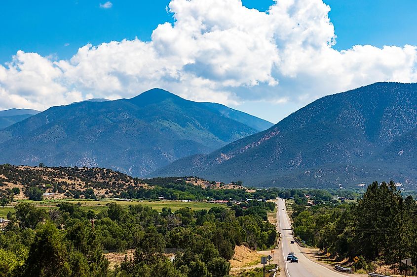 Highway 38 runs into the mountain town of Questa, in New Mexico.