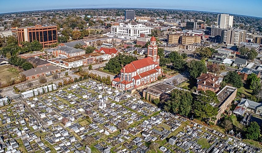 Aerial view of Lafayette is a small city in the state of Louisiana