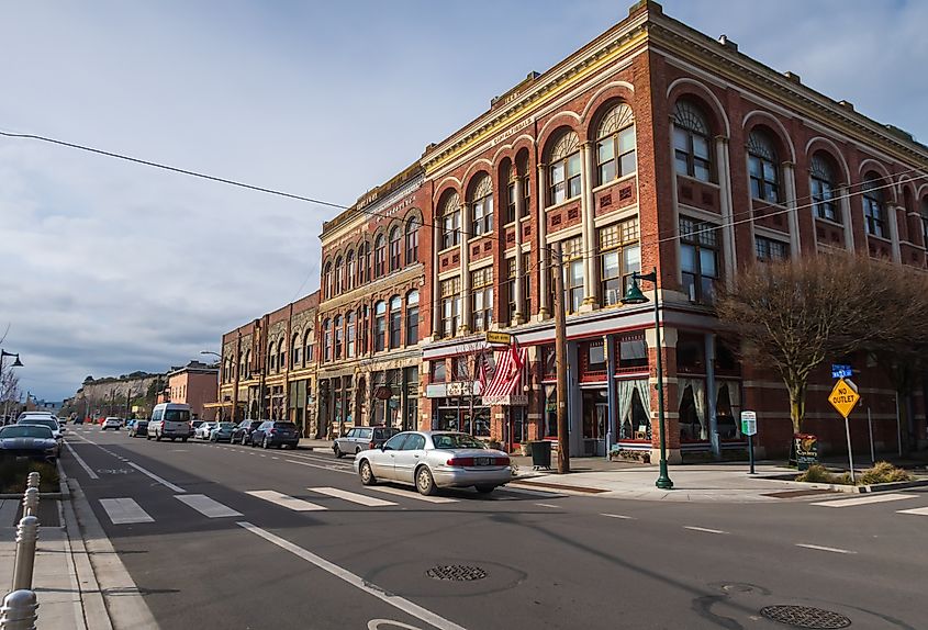 View of the main street in Port Townsend, Washington.