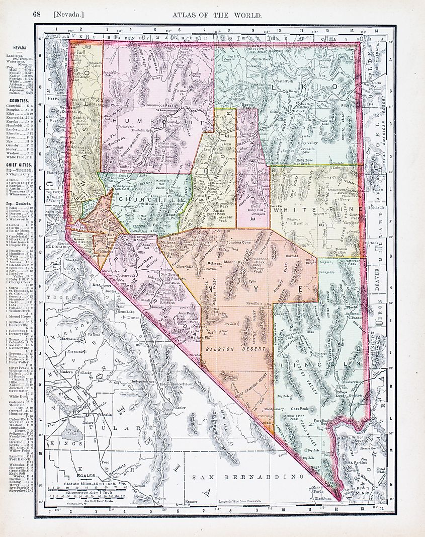 Map of Nevada, USA