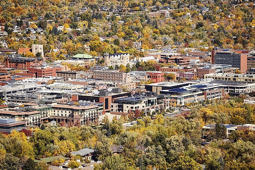 Aerial view of Boulder City in fall.