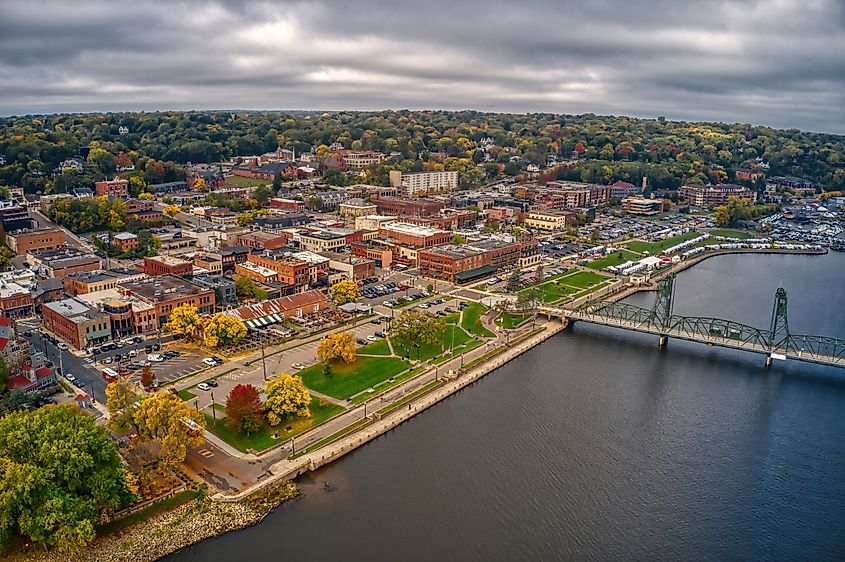 Aerial view of Stillwater, Minnesota.