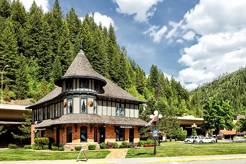 The Northern Pacific Railroad Depot built in 1902 in Wallace, Idaho, now houses the Wallace Visitors Center