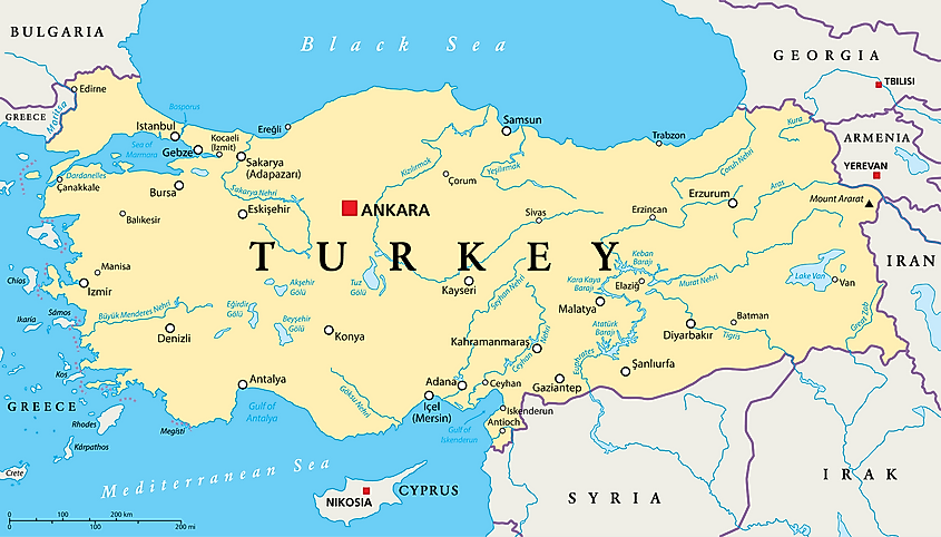 Turkey Map Europe Asia