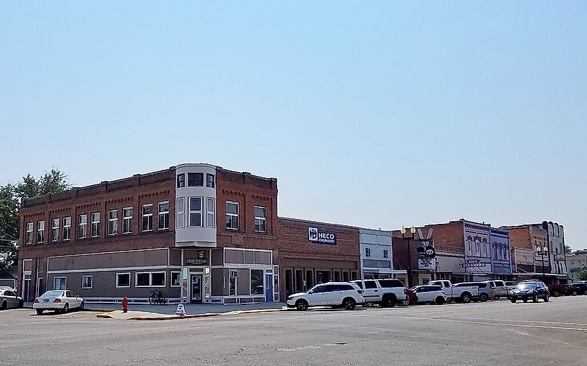 Payette, Idaho, looking southeast at North Main Street and First Avenue North