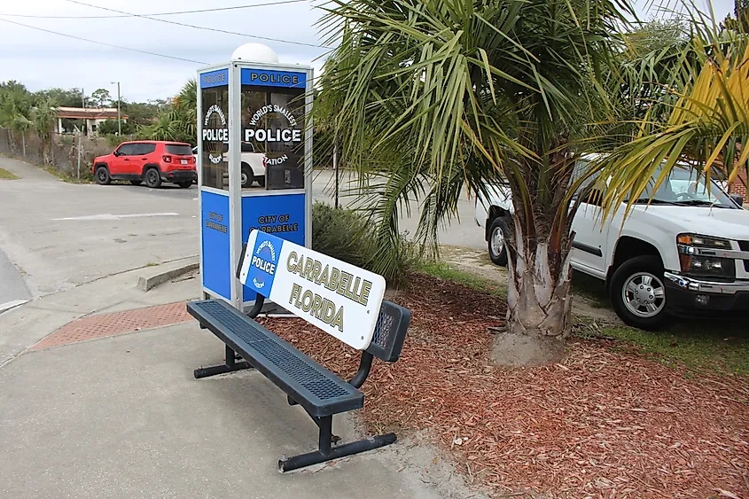 World's Smallest Police Station in Carrabelle, Florida.