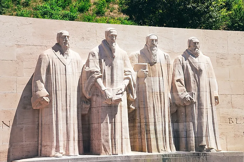 The Reformation Wall, monument to the Protestant Reformation of the Church. Editorial credit: Petr Pohudka / Shutterstock.com
