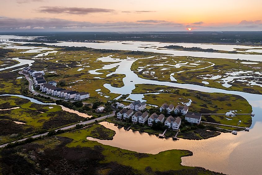 Aerial view of Topsail Island Beach