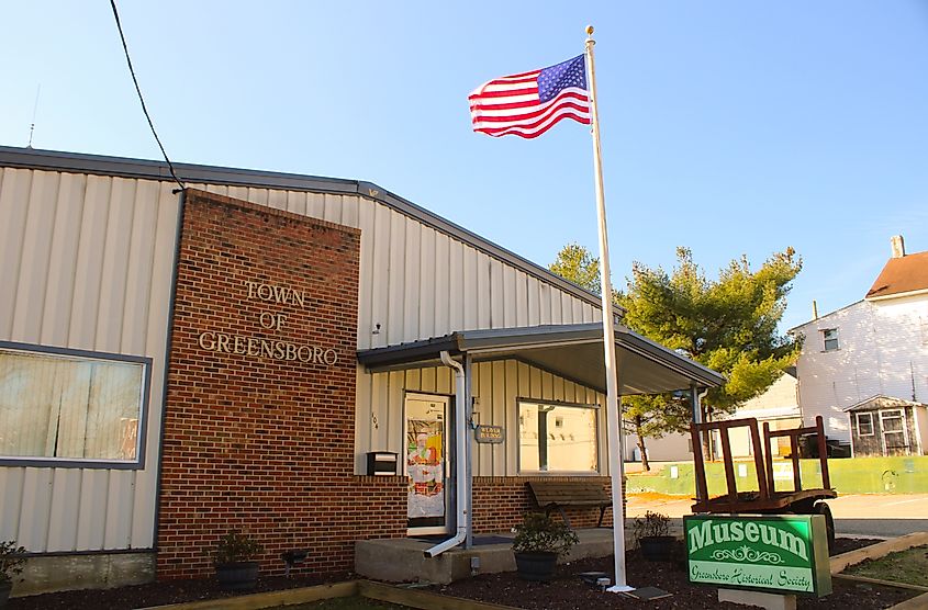 The small town of Greensboro, Maryland, featuring its local museum.