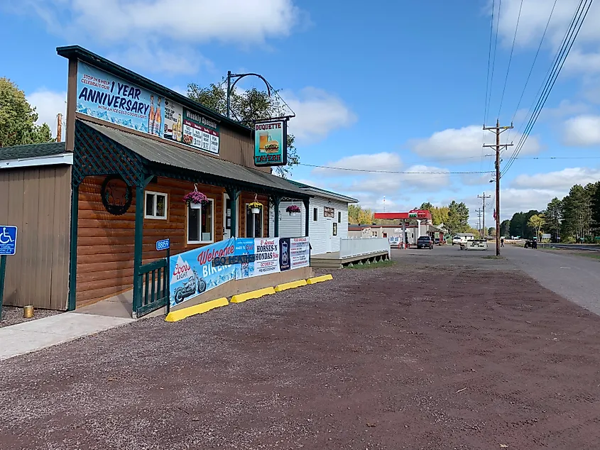 Rustic buildings in the town of Duquette in Minnesota.