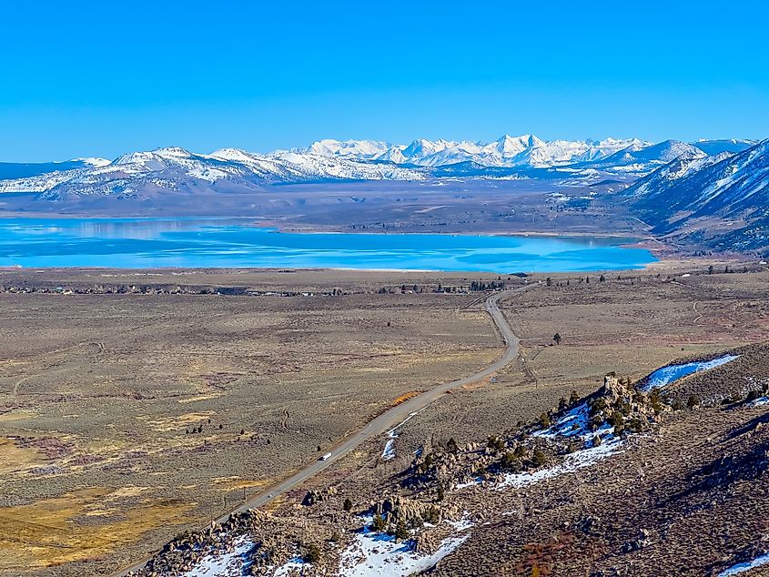 Mono Lake and the town of Lee Vining, California