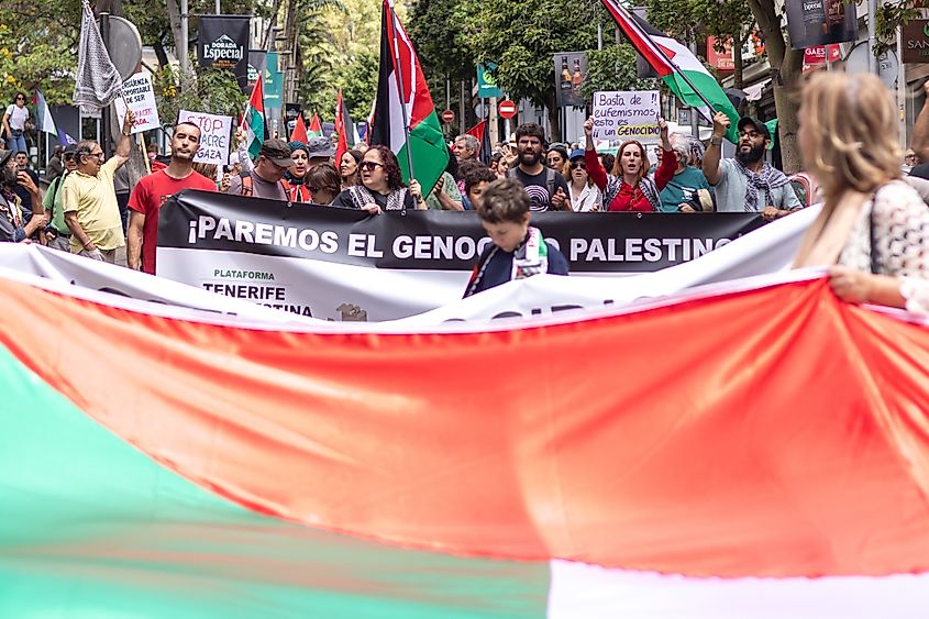 Protest for Palestine in Santa Cruz, Tenerife Spain.