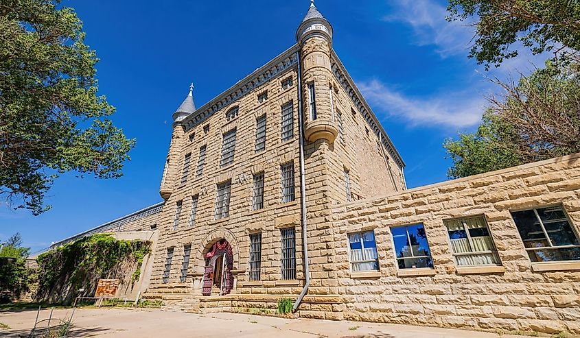 Sunny exterior view of the Wyoming Frontier Prison Museum.