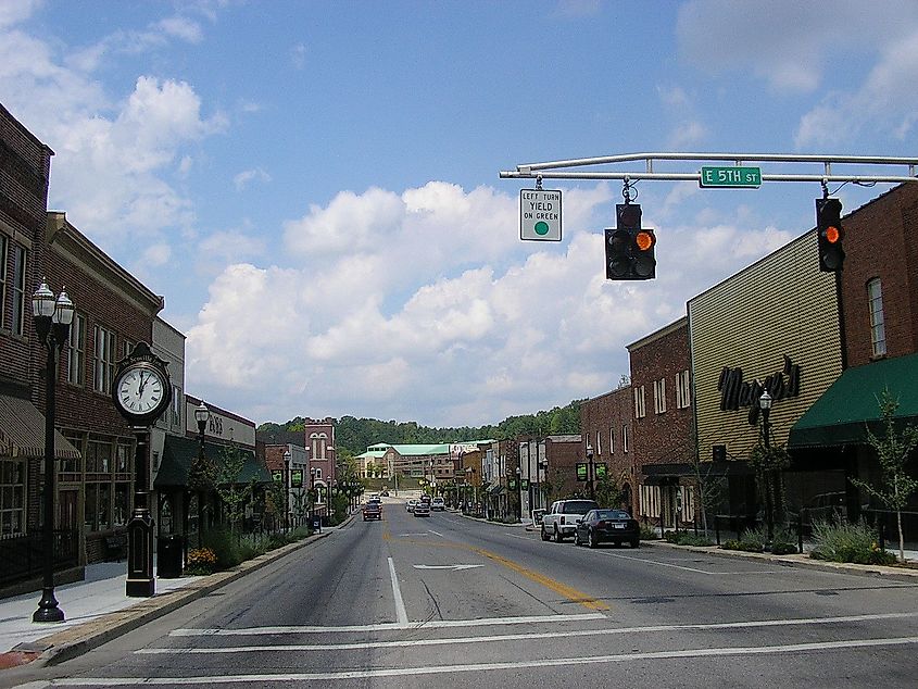 Downtown street in London, Kentucky