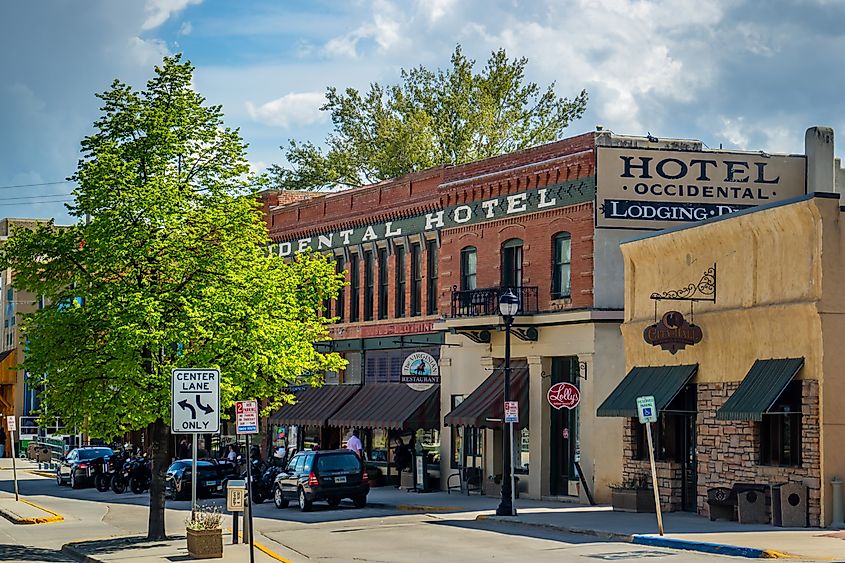 The Occidental Hotel Lodging and Dining along the city in Buffalo, Wyoming. Editorial credit: Cheri Alguire / Shutterstock.com