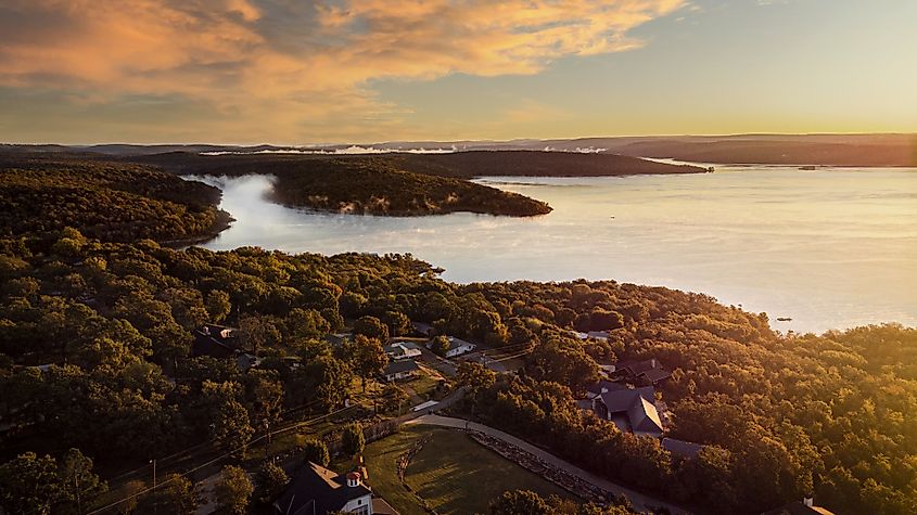 Aerial view of Tenkiller Lake in Oklahoma.