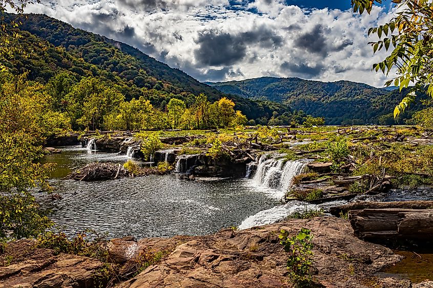 Sandstone Falls on the New River at New River Gorge National Park