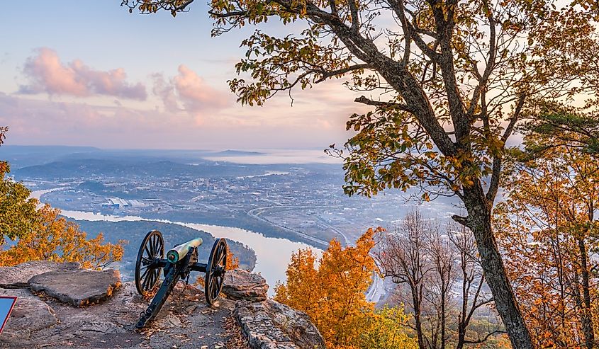 Chattanooga, Tennessee, view from Lookout Mountain in the fall.