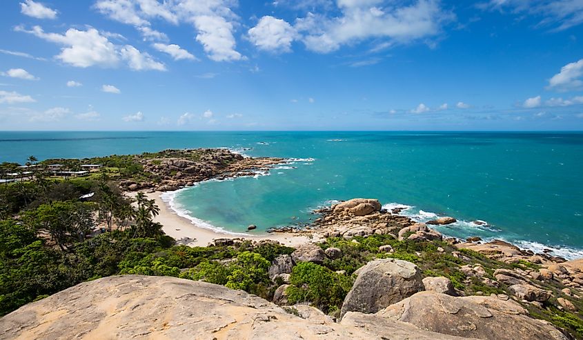 Gorgeous summer day overlooking the blue coral sea from rotary lookout point in Bowen Queensland Australia