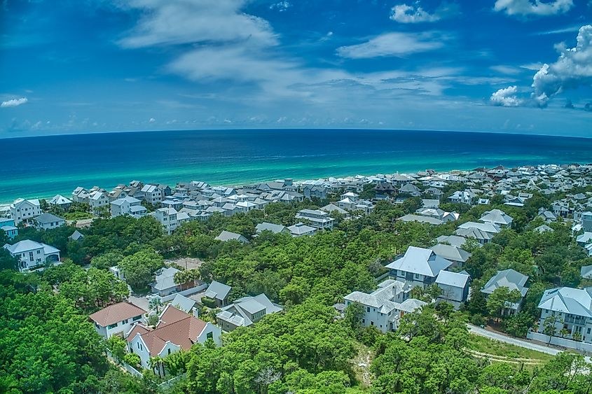 Aerial view of Rosemary Beach in Florida.