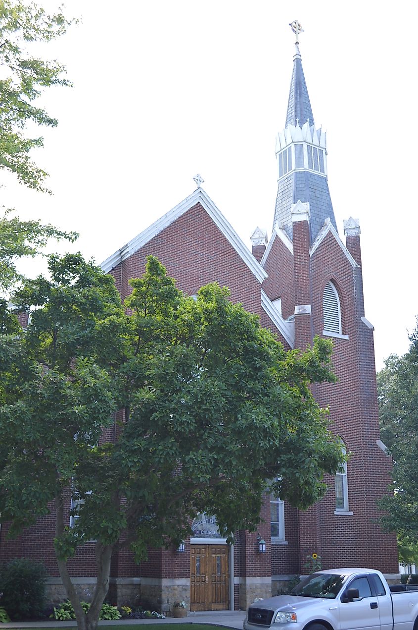 The Delphi Methodist Episcopal Church in the town of Delphi, Indiana.