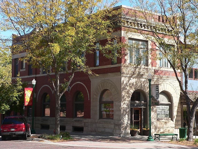 The National Bank of Ashland, a historic building at the northeast corner of 15th and Silver Streets in Ashland, Nebraska. 