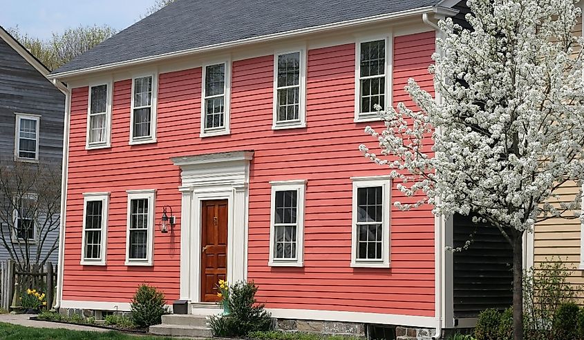 Beautiful red historic home in Wickford, Rhode Island.