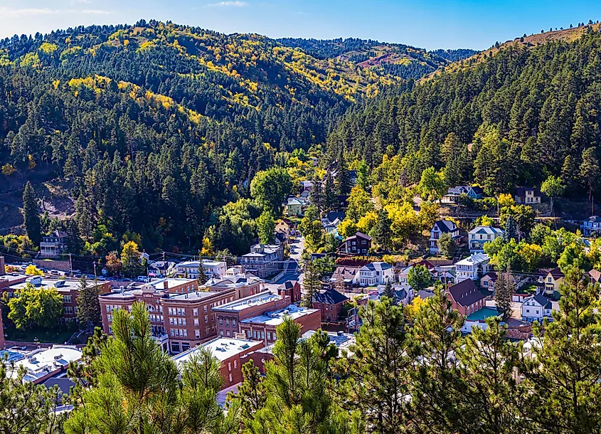 View of Deadwood, South Dakota, from a mountain top.