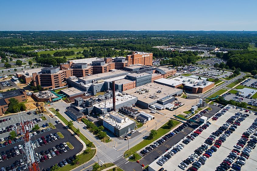 Aerial view of Newark, Delaware, via Felix Mizioznikov / Shutterstock.com