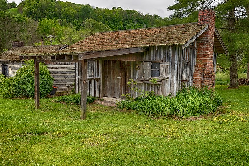 Historic out building in Salt Park, a partially-reconstructed saltworks in Saltville, Virginia.