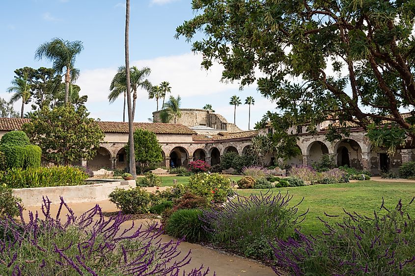 View of the mission in San Juan Capistrano, California.