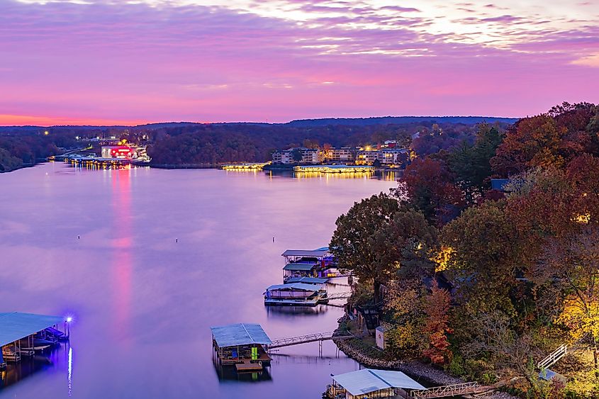 Sunrise high angle view of the beautiful Lake Ozark at Missouri