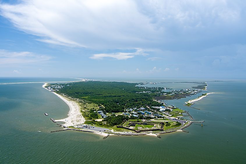 Aerial view of Dauphin Island, Alabama.