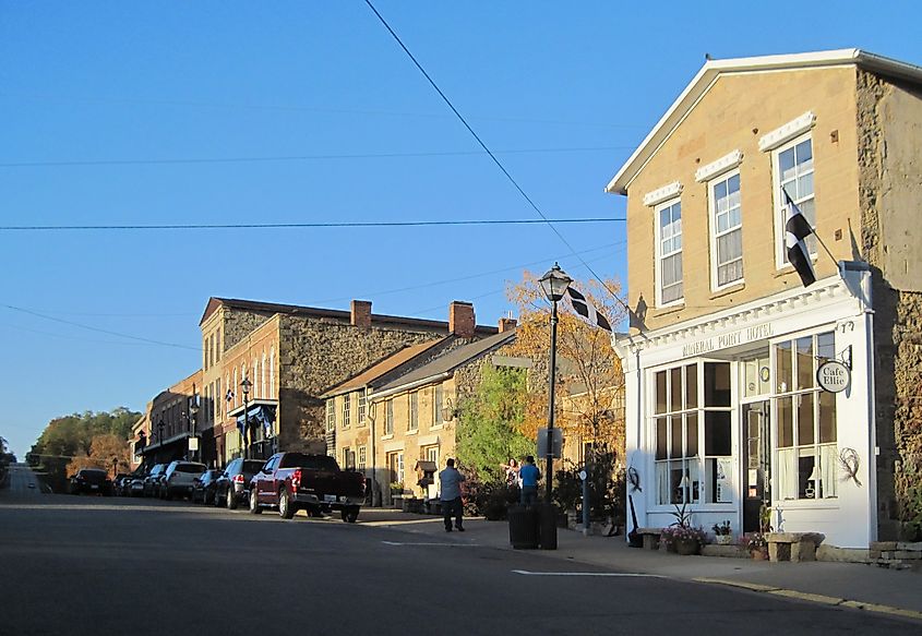 A view of Commerce Street in Mineral Point Historic District.