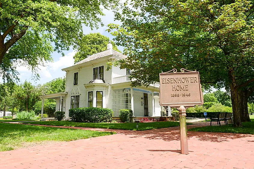 The childhood home of President Eisenhower in Abilene, Kansas, now a popular attraction for visitors.