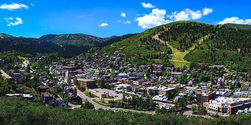 Park City Mountain Ski Resort and historic downtown Park City, Utah