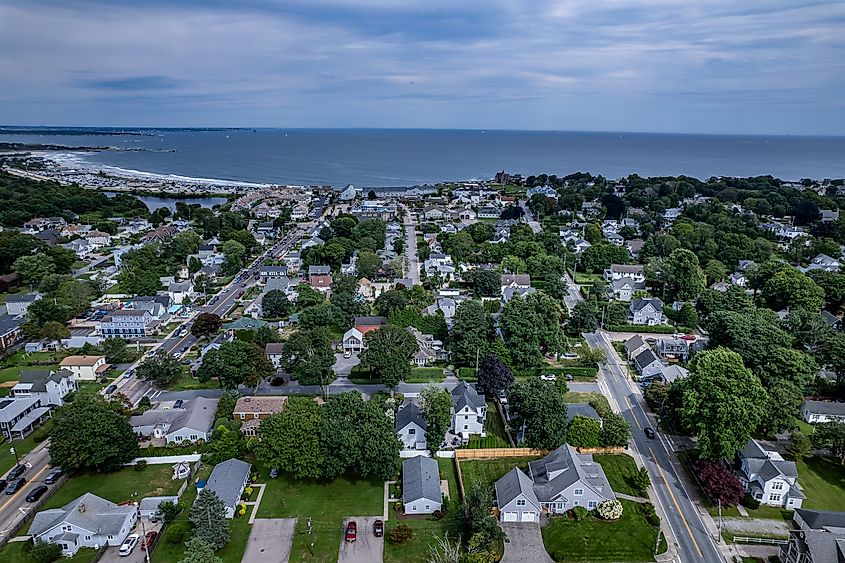 Aerial view of Narragansett in Rhode Island.