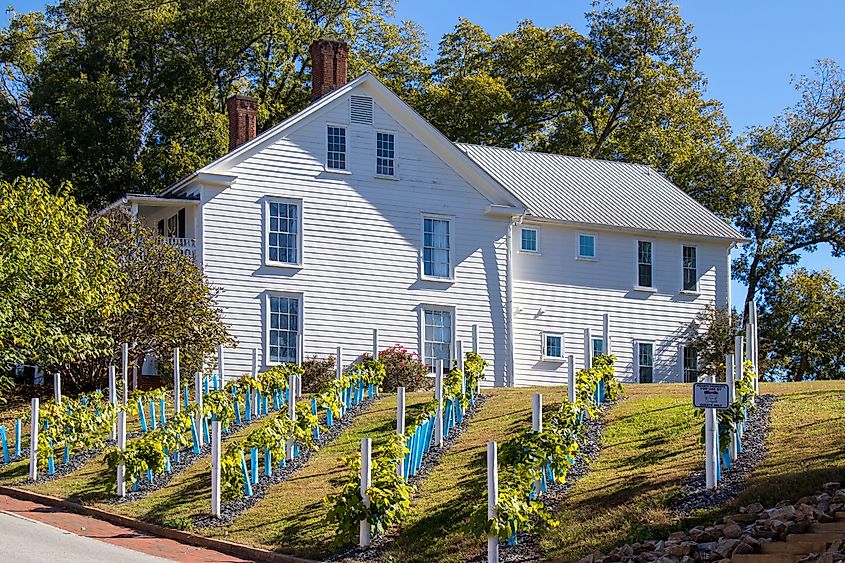 The Tumlin House, a restored farmhouse and vineyard in Dahlonega, Georgia.