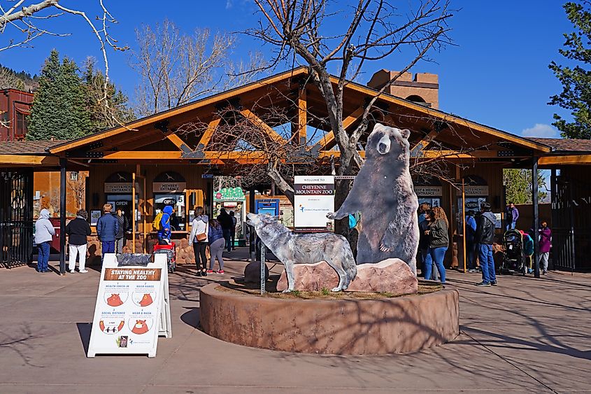 View of the Cheyenne Mountain Zoo, an animal park located at the foot of Pikes Peak mountain in Colorado Springs. Editorial credit: EQRoy / Shutterstock.com