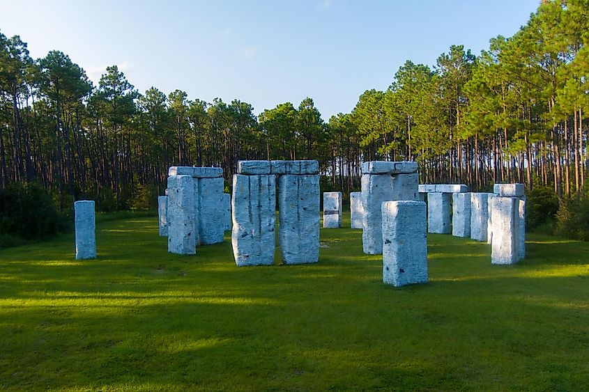 Aerial view of Bamahenge in Elberta, Alabama.